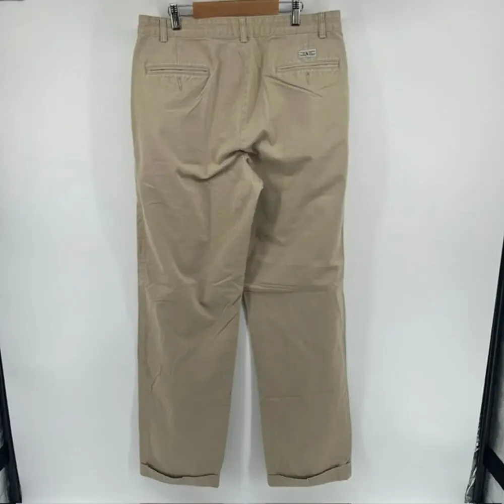 VTG Polo Ralph Lauren Hammond Chino Pants Mens 33x34 (33x32) Pleated Cuffed Hem